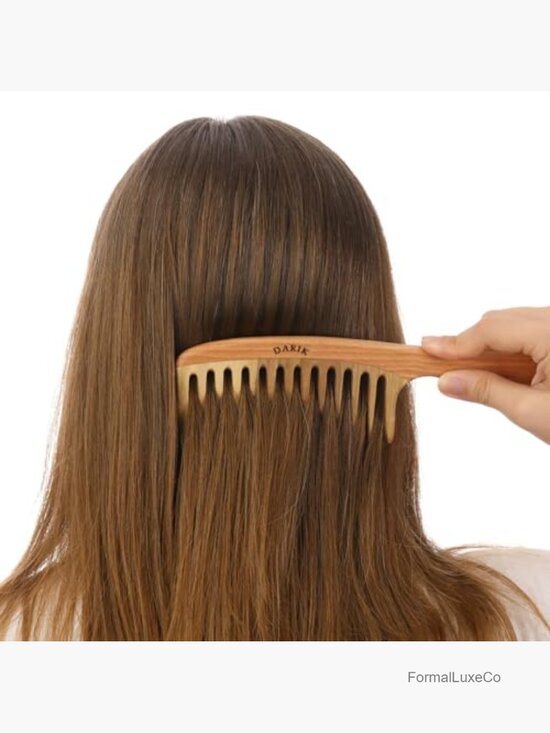 Wide Tooth Wooden Comb Handmade Natural Anti-Static Detangling Hair main image 5